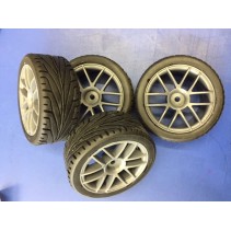 HPI 1/10 Touring Car Wheel/Tyres Set Rubber Tyres Grey
